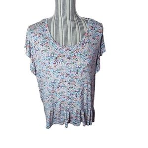 Lauren Conrad women's white design 1 piece sleepwear flutter sleeves top size 2X